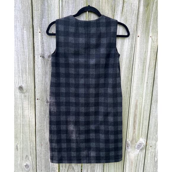 Madewell Buffalo Check Jumper Dress Black Gray Sleeveless XXS Mini Wool Blend - Picture 4 of 7